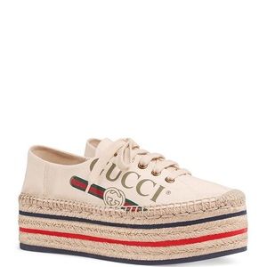 Gucci Canvas Platform Espadrille Sneakers - New with Tags & Dust Bags - 38